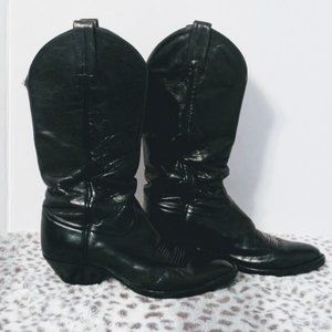 TONY LAMA Black Western Cowboy Stitched Boots 5